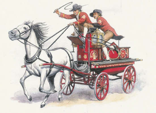 Coachmen and horse